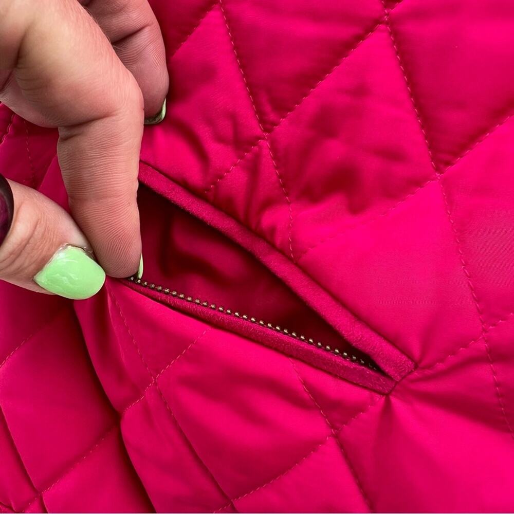 Talbots diamond quilted hot pink raspberry red vest SMALL - Picture 5 of 6